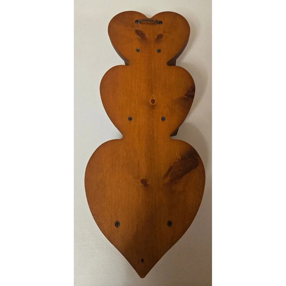 Vintage 3 Tier Wooden Heart Wall Shelf Rustic Cottagecore Farmhouse 20in Peg